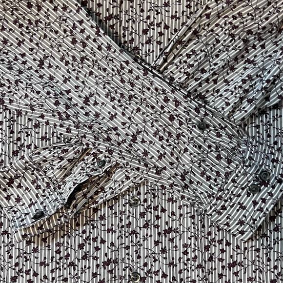 Apt. 9 women's sz. large men's Button up Floral shirt grey/blue brown Item #293 - Picture 7 of 8